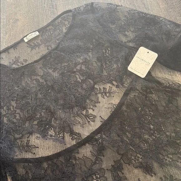 Free People Black Floral Lace Sheer Blouse - Picture 6 of 8